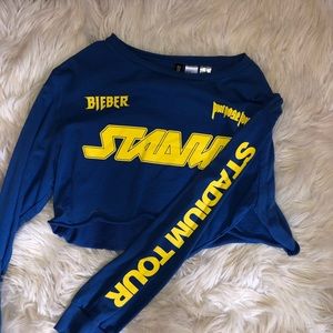 Justin Bieber stadium tour crop top